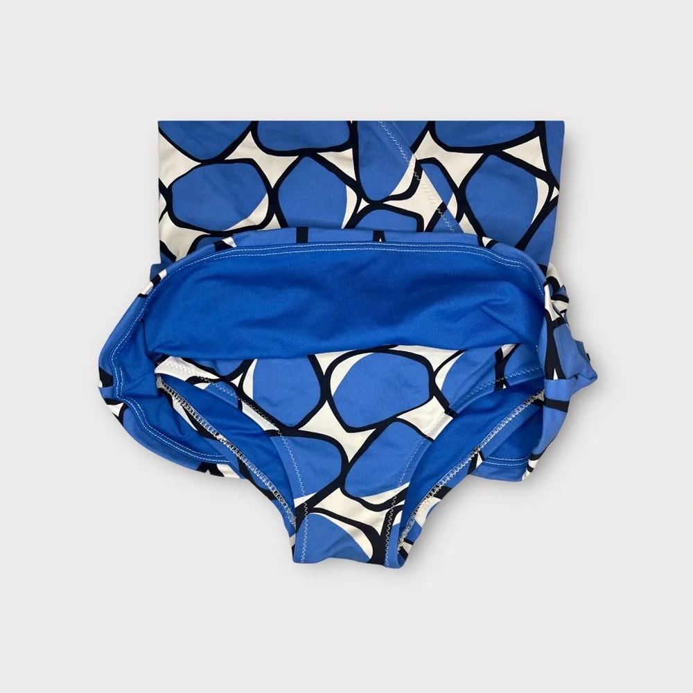 Diane Von Furstenberg DVF x GAP Blue & White Geo Shape Peplum Swimsuit